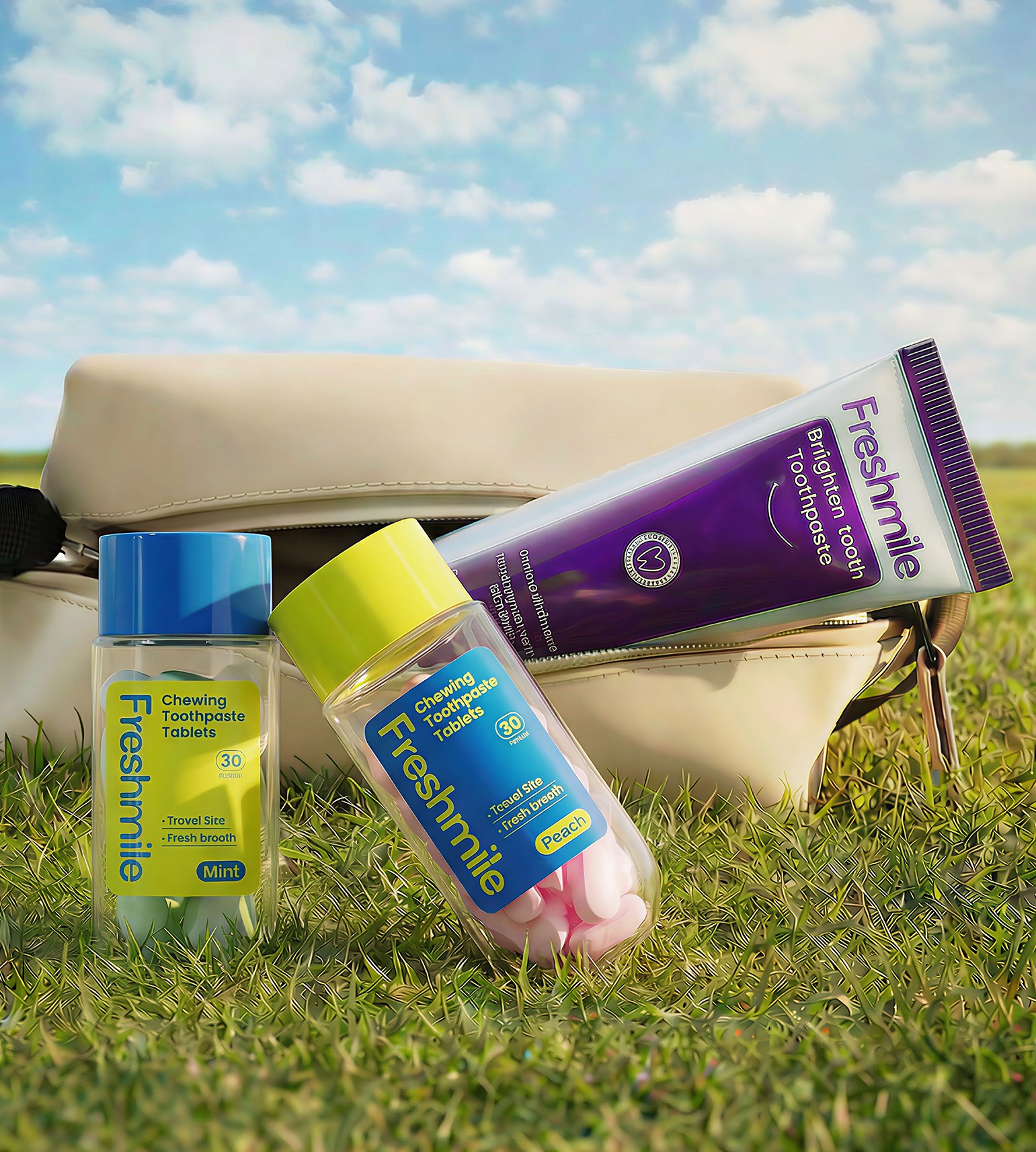 Freshmile products on grass